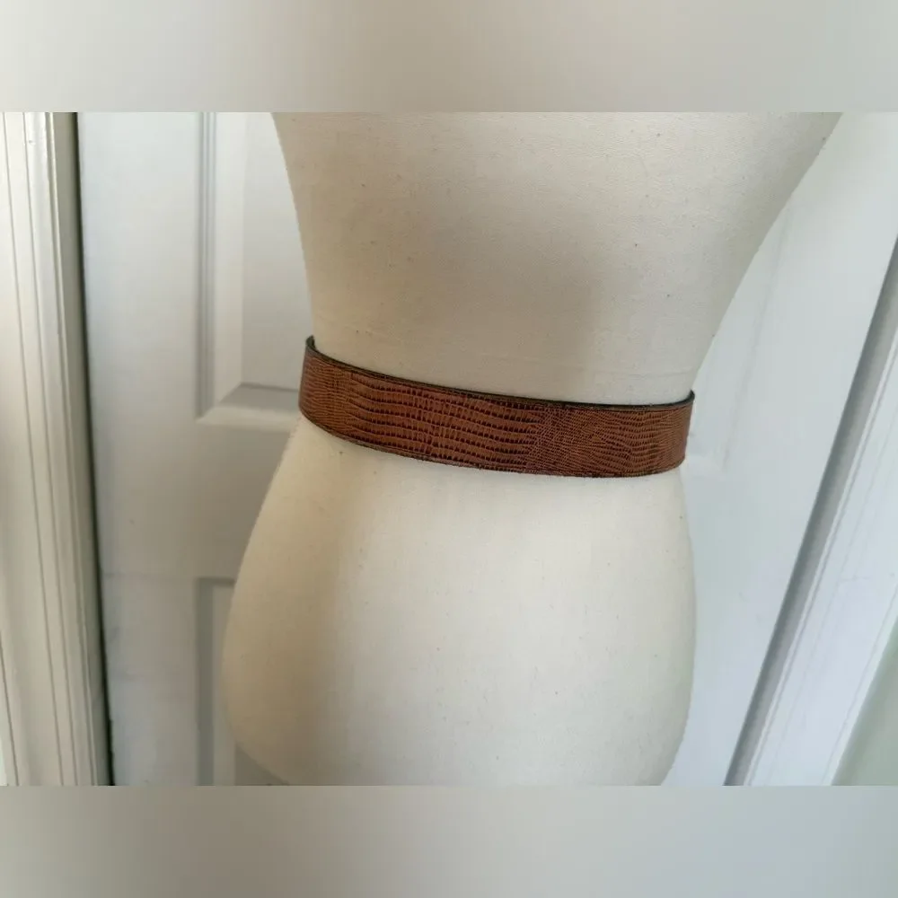 Y2K/90s Geniune Leather Belt with Floral Buckle Cottagecore Bohemian